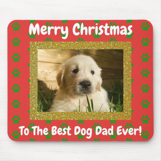 Tapis De Souris Noël Meilleur Chien Papa Jamais Pet Photo (Devant)