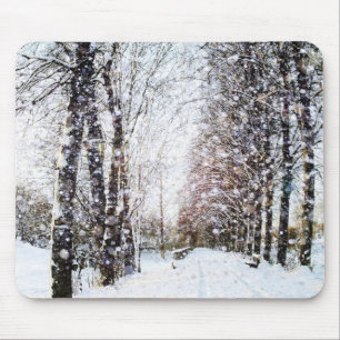 Tapis De Souris Noël Mousepad de paysage d'hiver