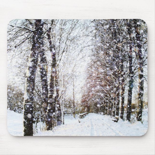 Tapis De Souris Noël Mousepad de paysage d'hiver (Devant)