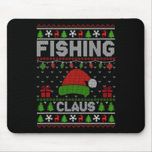 Tapis De Souris Noël Noël Claus de pêche légère Noël laid Noël