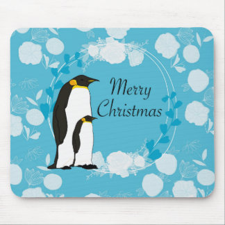 Tapis De Souris noël, noël, pingouin, fleurs, bleu,