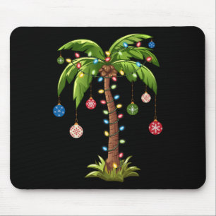 Tapis De Souris Noël Palm Tree Lumière Hawaï Tropical Noël