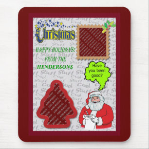 Tapis De Souris Noël Père Noël & Arbre Ajouter Photos