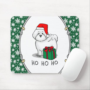 Tapis De Souris Noël Père Noël Bichon Frise Chien mignonne