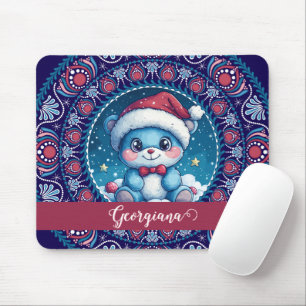 Tapis De Souris Noël personnalisé Kawaii Ours Dot Mandala