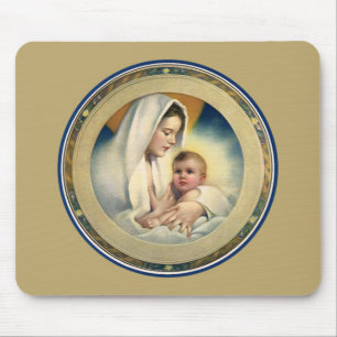 Tapis De Souris Noël religieux vintage, Madone et Enfant