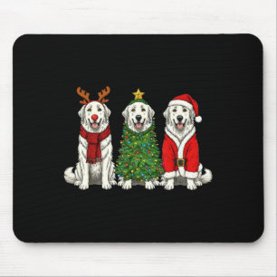 Tapis De Souris Noël Rétro Chien des Pyrénées Saint Nicolas Renne