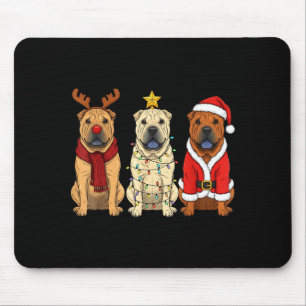 Tapis De Souris Noël Rétro Shar Pei Père Noël Renne Amateur de Chi