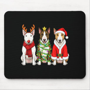 Tapis De Souris Noël Rétro Taureau Terrier Santa Renne Chien Lo