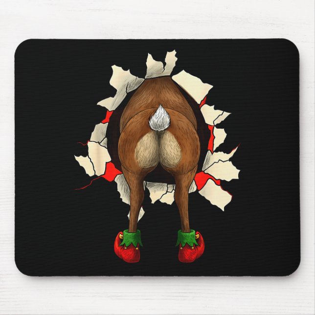 Tapis De Souris Noël Rupture de Joli Cul de Renne  (Devant)
