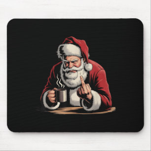 Tapis De Souris Noël Santa Doigt Du Milieu Sarcastique Xmas Drôle