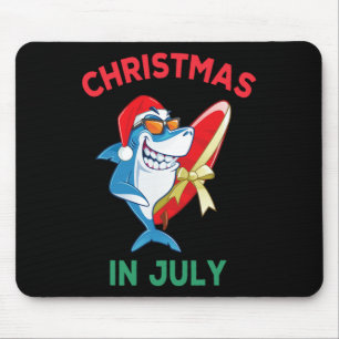 Tapis De Souris Noël Shark En Juillet Vacances D'été Plage Hommes