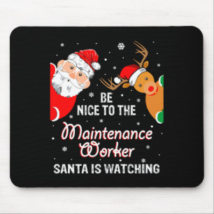 Tapis De Souris Noël Soyez gentil avec le Père Noël de la maintena