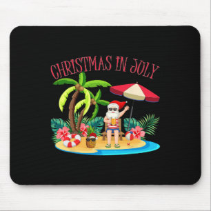 Tapis De Souris Noël tropical hawaïen d'été Santa Christmas en J