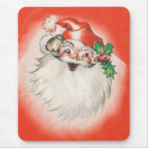 Tapis De Souris Noël Vintage, Jolly Retro les années 50 Santa Clau