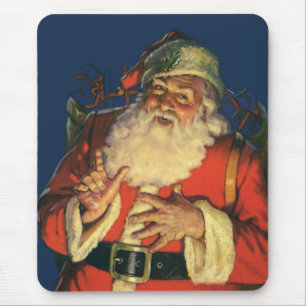 Tapis De Souris Noël vintage, Jolly Santa Claus avec jouets