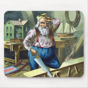 Tapis De Souris Noël Vintage, Jouets du bâtiment du Père Noël Vêtu