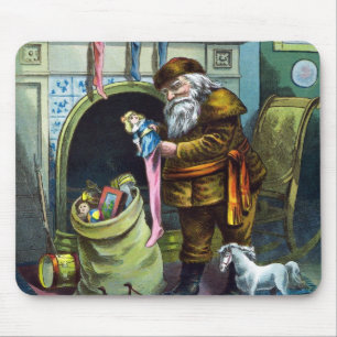 Tapis De Souris Noël vintage, Le Père Noël, Bas avec jouets
