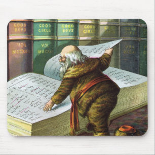 Tapis De Souris Noël vintage, Père Noël Liste des méchants et des 