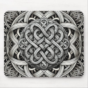 Tapis De Souris Nœud celtique noir et blanc détaillé 0001