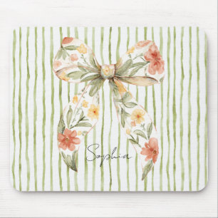 Tapis De Souris Nœud floral à rayures vertes