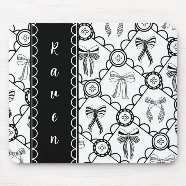 Tapis De Souris Nœud Noir Coquette (Devant)