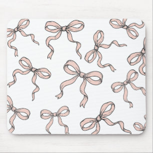 Tapis De Souris Nœuds de ruban rose tendance mignons contourné en