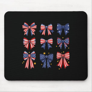 Tapis De Souris Nœuds Patriotiques Rouge Blanc Et Bleu Coquette Ré