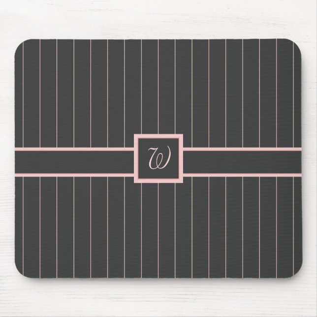 Tapis de souris noir avec rayures roses (Devant)