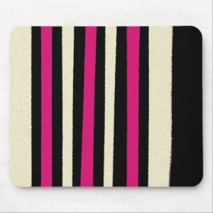 Tapis De Souris Noir Blanc Hot Pink Stripes Cool Simple Motif
