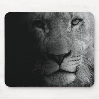 Tapis De Souris Noir Blanc Motivation Leadership Lion Portrait