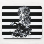 Tapis De Souris Noir & Blanc Striped Joli Crâne de sucre fille<br><div class="desc">Customisez le devant avec ou sans texte.</div>