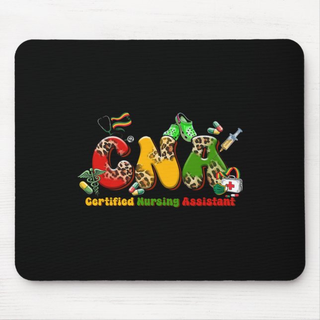 Tapis De Souris Noir Cna Graduation Certifiée Infirmière Istant Bl (Devant)