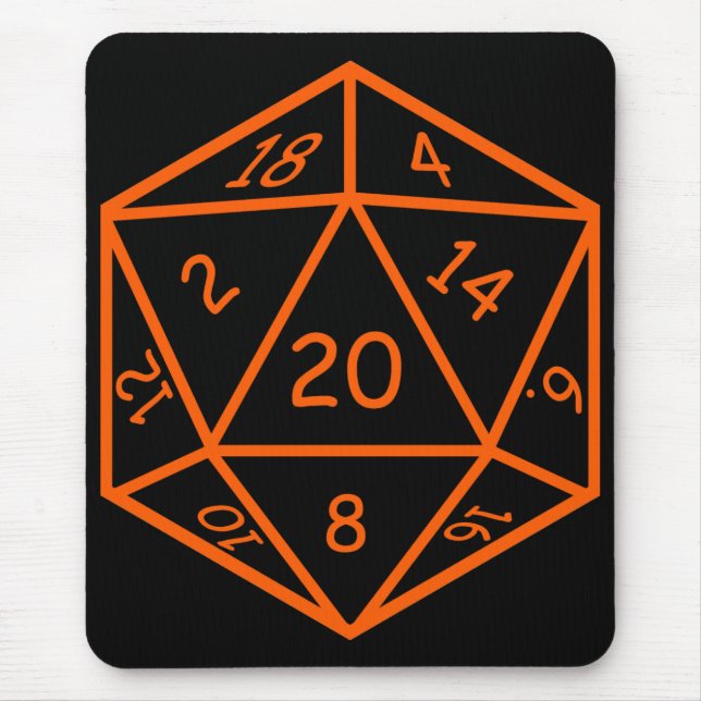 Tapis De Souris Noir D20 et orange (Devant)