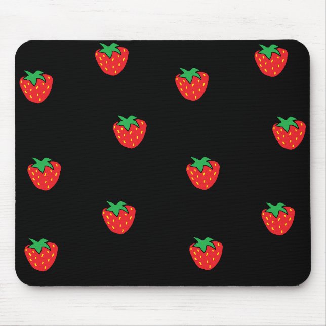 Tapis De Souris Noir de fraises (Devant)