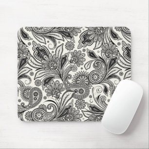 Tapis De Souris Noir et blanc à motifs cachemire