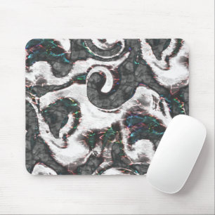 Tapis De Souris Noir et blanc Abstrait avec détails colorés ou éch