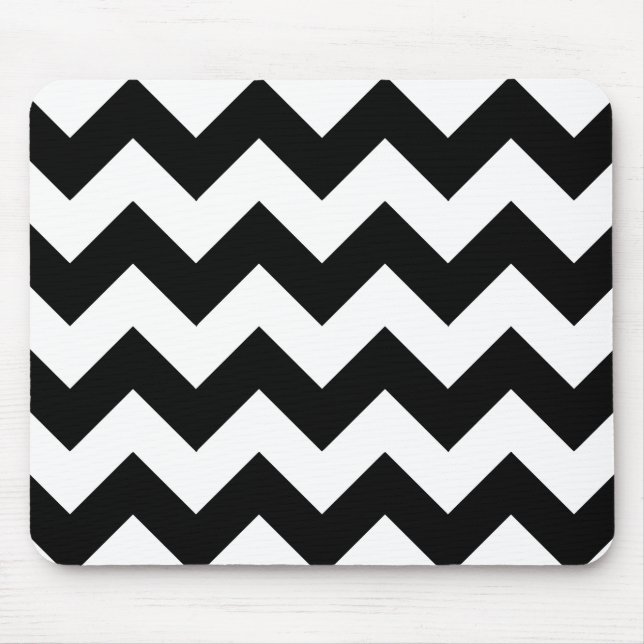 Tapis de souris noir et blanc de Chevron (Devant)