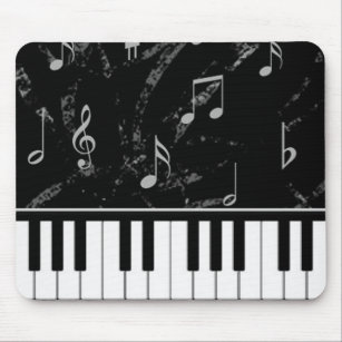 Tapis de souris noir et blanc de musique de piano