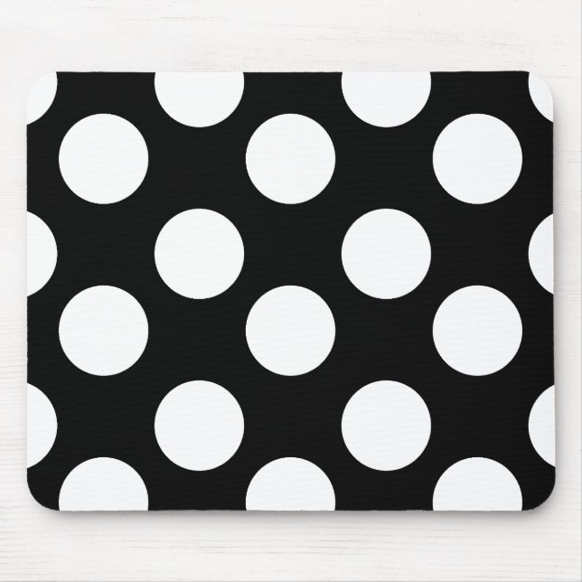 Tapis de souris noir et blanc de point de polka (Devant)