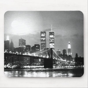 Tapis De Souris Noir et blanc New York City la nuit