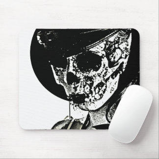 Tapis de souris noir et blanc Skull Girl