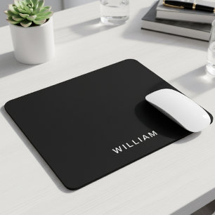 Tapis De Souris Noir et monogramme personnalisé Personnalisé élé