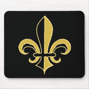 Tapis De Souris Noir et or Fleur de lis