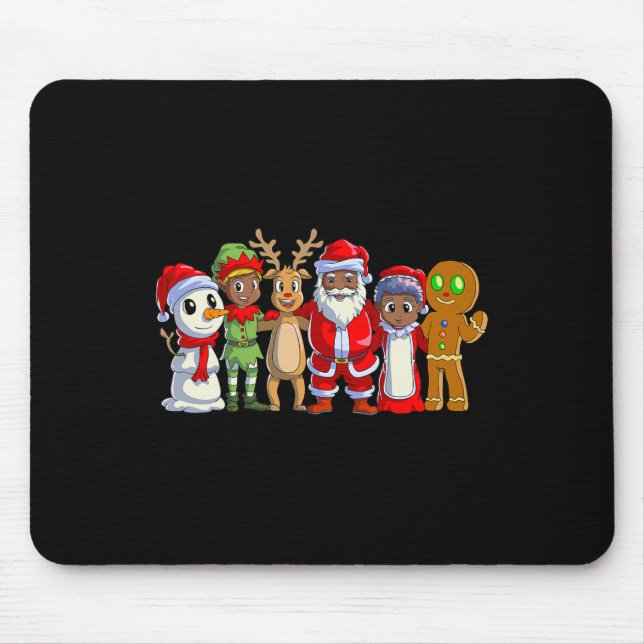 Tapis De Souris Noir famille noël afro afro-américain père Noël (Devant)