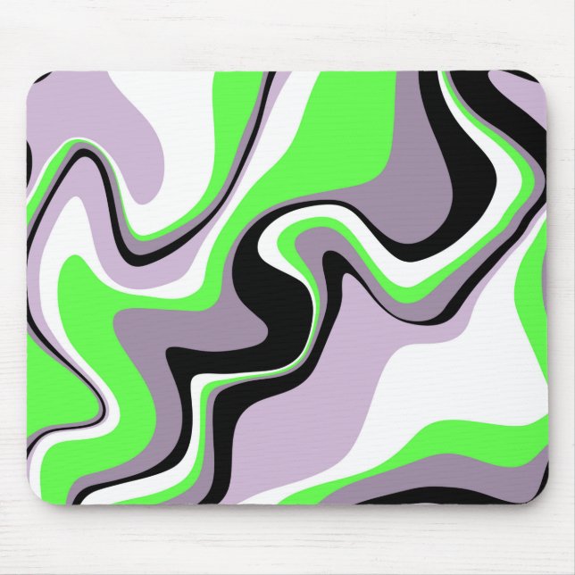 Tapis De Souris Noir, Gris et Neon Vert Fluide Abstrait (Devant)