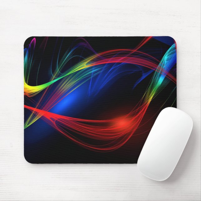 Tapis de Souris Noir Lumières Colorées (Avec souris)