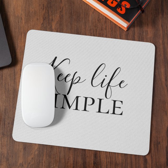 Tapis De Souris Noir moderne Conserver la vie Simple Citation (Créateur téléchargé)