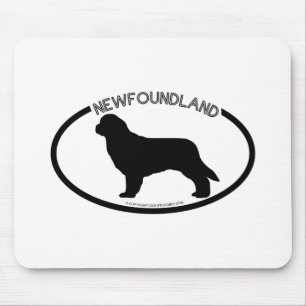 Tapis De Souris Noir Mousepad de silhouette de Terre-Neuve