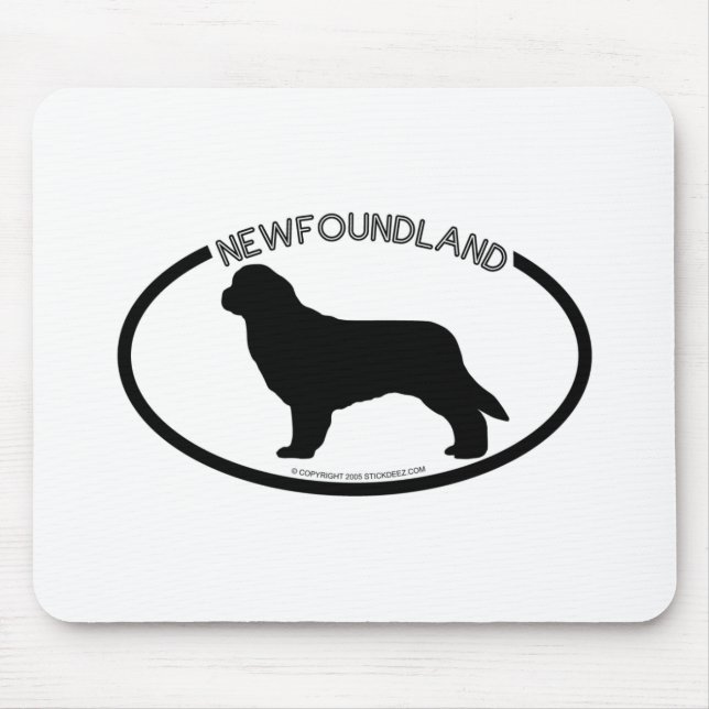 Tapis De Souris Noir Mousepad de silhouette de Terre-Neuve (Devant)